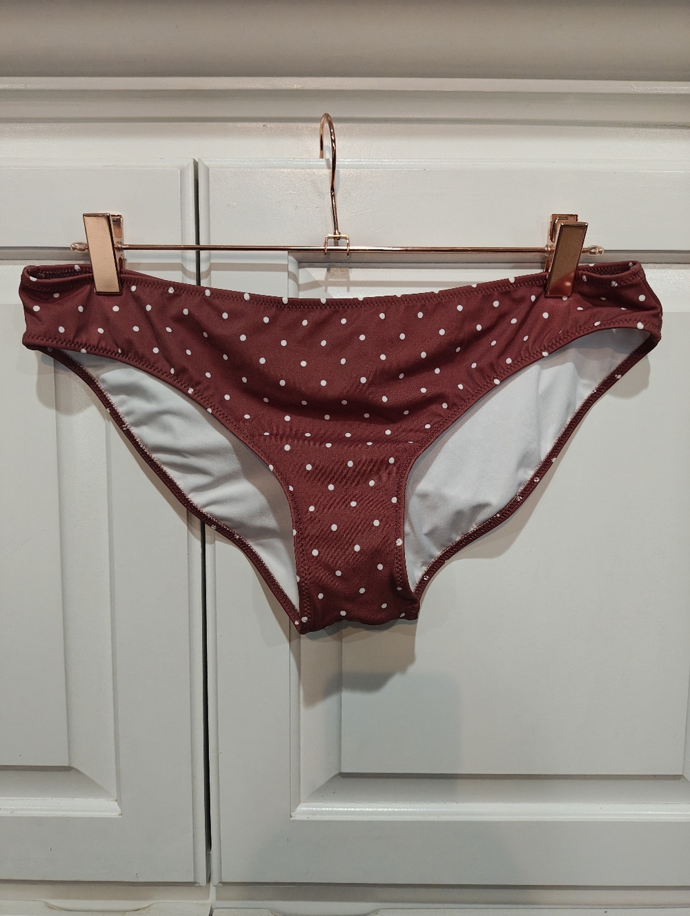 PINK Victoria's Secret Maroon Polka Dot Bikini Bottoms